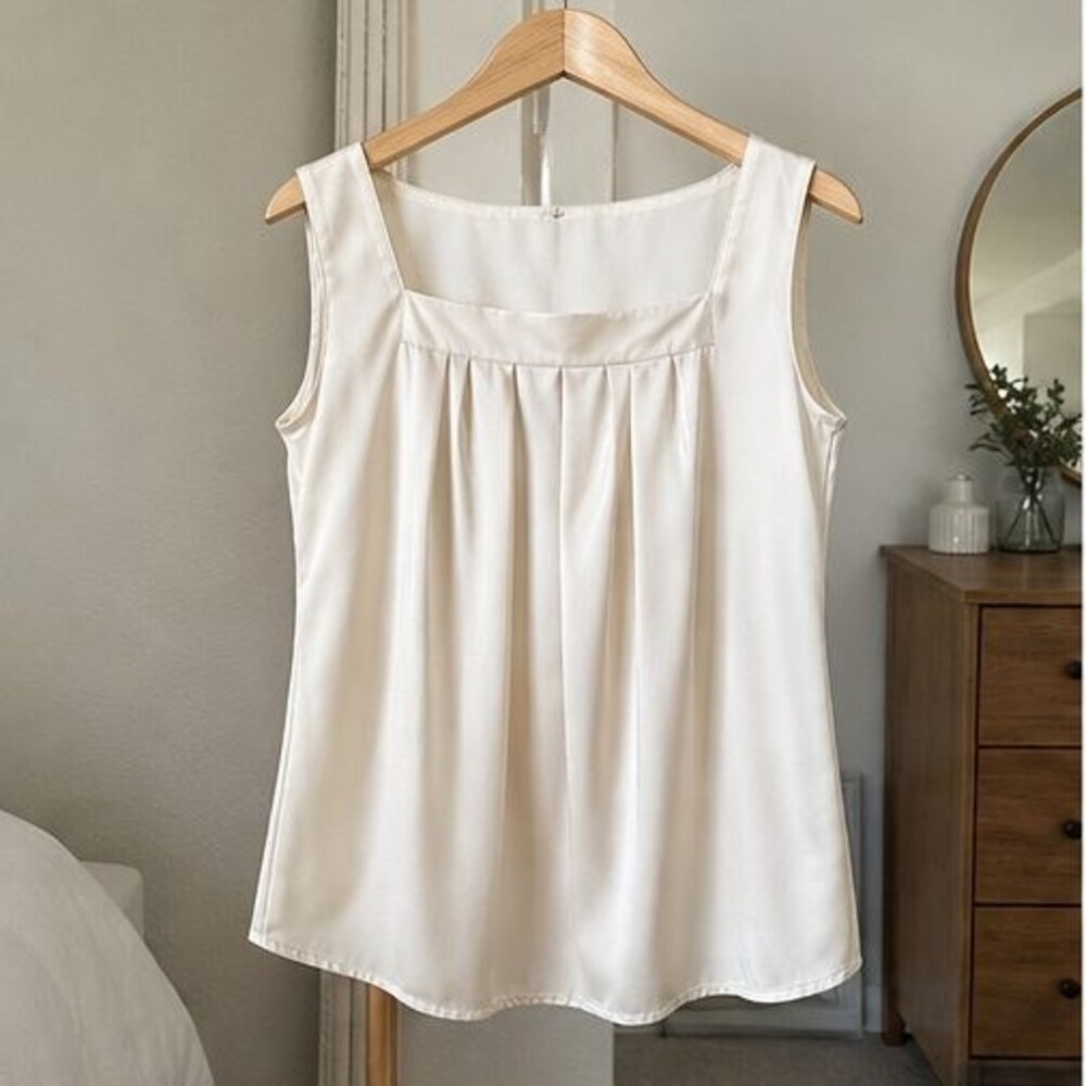 Cream Pleated Blouse